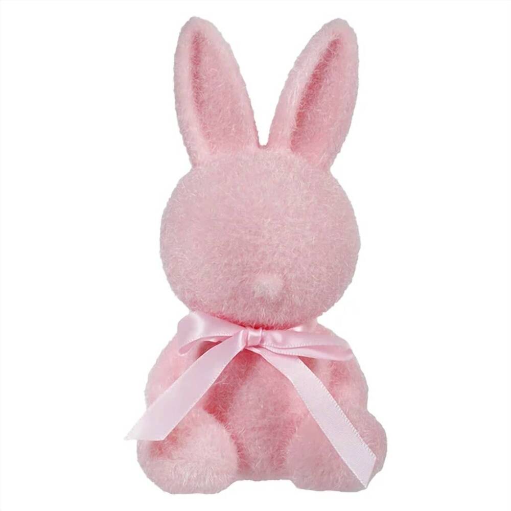 NEW ONE HUNDRED 80 DEGREES flocked sitting bunny in pink